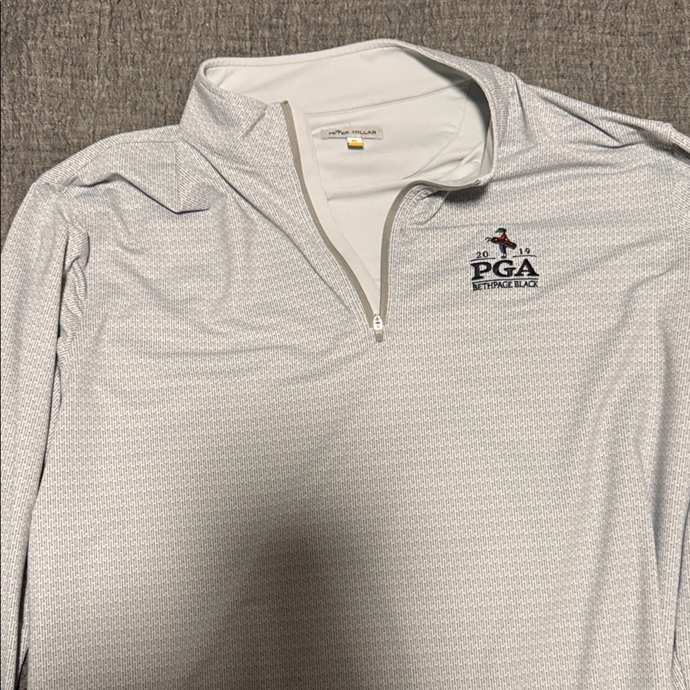 Peter Millar Light Gray Quarter-Zip Shirt - Bethpage 2019 PGA championship